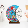 Blooming Flowers Diamond Painting Unique Wooden Rotating Calendar for Home