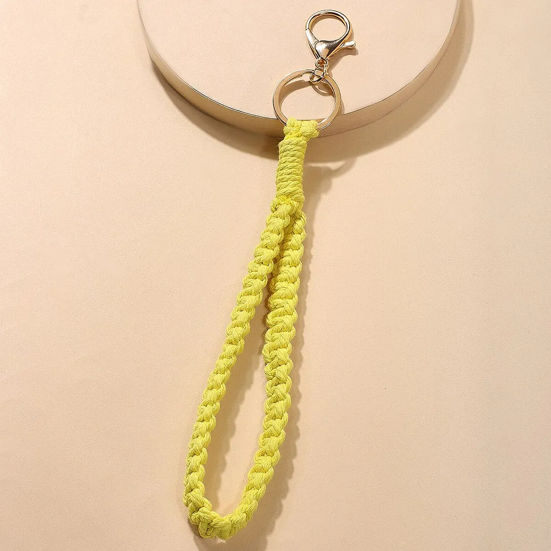 Macrame Wristlet Keychain Wall Hanging Key Chain Holder Boho Home Decor For Purse, Keys Phone Charm Gift For Friends