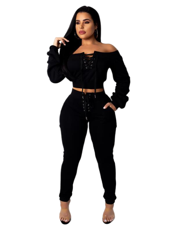 Sexy Streetwear 2 Piece Set Slash Neck