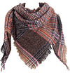 Women's Warm Woollen Scarf Triangle Shawls Winter Scarves Stripe Plaid Scarf