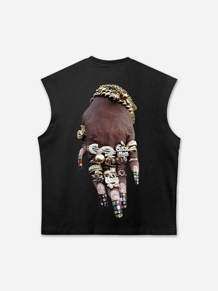 Vintage Colorful Art Bracelet and Ring Graphics 100% Cotton Tank Top