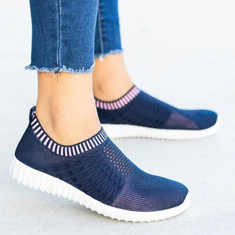 Breathable Mesh Women Sneakers 2022 Spring Comfortable Running Shoes Woman Soft Sole Knitted Sock Shoes Plus Size 35-43