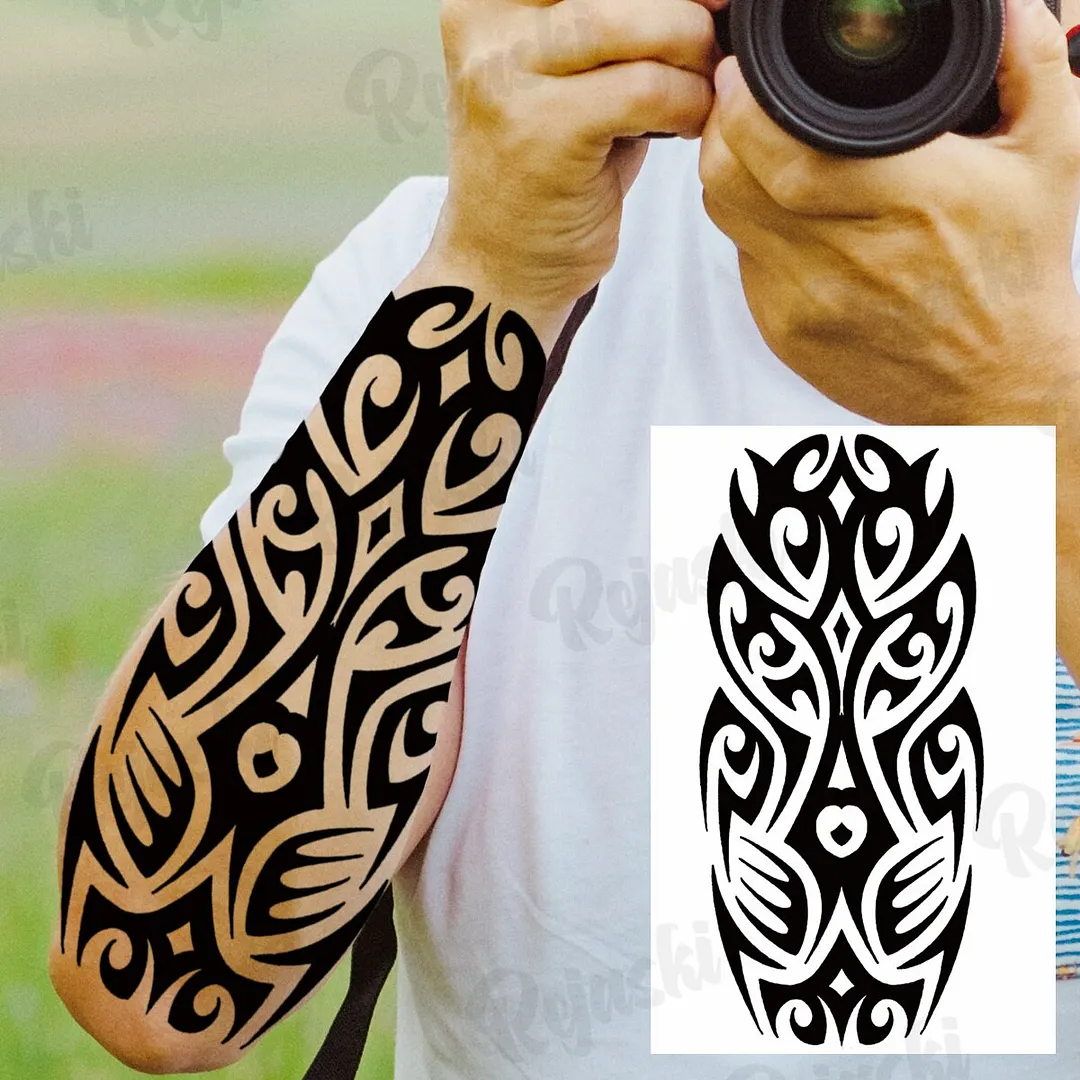 Sdrawing Thorns Temporary Tattoos For Adults Men Realistic Totem Maori Lion Compass Flower Tiger Fake Tattoo StickerArm Tatoos DIY