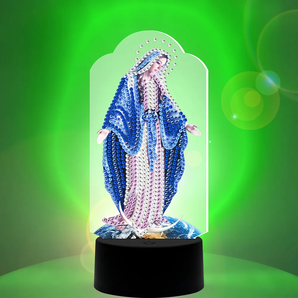 DIY Diamond Painting LED Light Goddess Religion Embroidery Night Lamp Decor