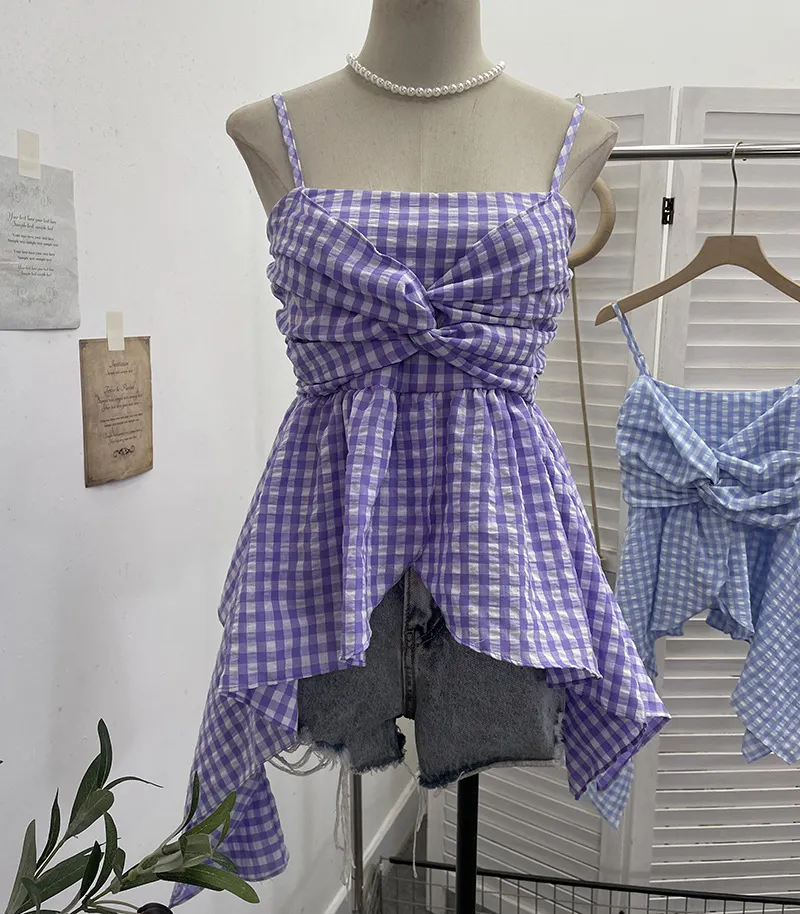 Churchf Stupid Irregular Skirt Sling Sling Sling Vest Bohemian Holiday Hottie Sleeveless Top 9223