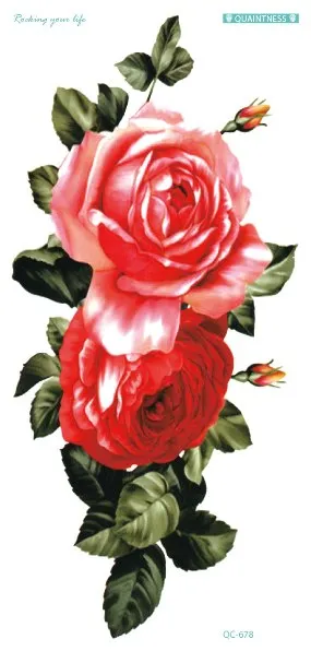 QC-671/20X10cm Long Colorful High Solution Body Art Purple Peony Flowers Circle Design Temporary Fake Flash Tatoo Sticker Taty