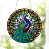 5D Diamond Painting Double Sided Effect  Stained Glass Panel Decorative Home Garden Decoration Hanging Kit(Pecock)