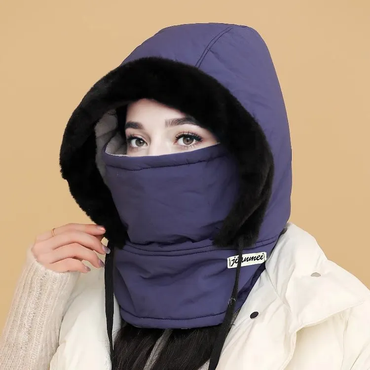 Cappello Termico Spesso Foderato in Peluche con Maschera per il Viso per Uomini e Donne