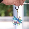 (US Local)6Pcs Acrylic Double Sided Dragonfly Diamond Painting Keychain for Bag Decor