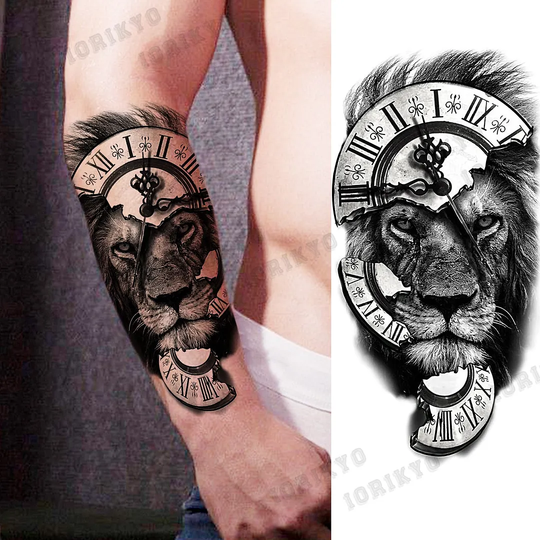 Black Devil Vampire Arm Temporary Tattoos For Women Adult Skull Lion Crown Compass Fake Tattoo Washable Body Art Painting Tatoos