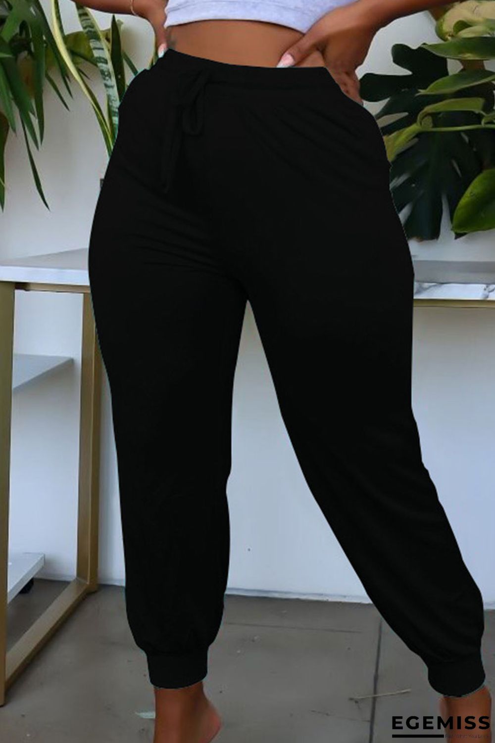 Black Casual Solid Patchwork Plus Size | EGEMISS