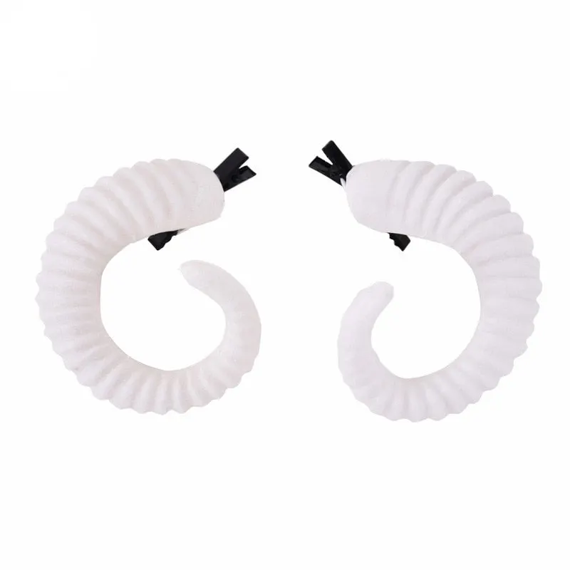 Gothic Cosplay Hair Clips With Red Rose Dark Queen Shofar Head Accessories Anime Roleplay Punk Style Hair Clamp For Man Women