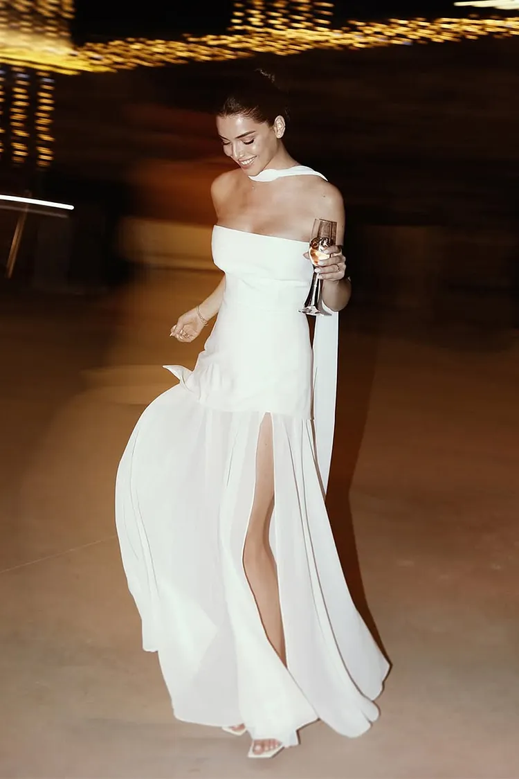 Florence Asymmetrical Chiffon Maxi Dress with Scarf