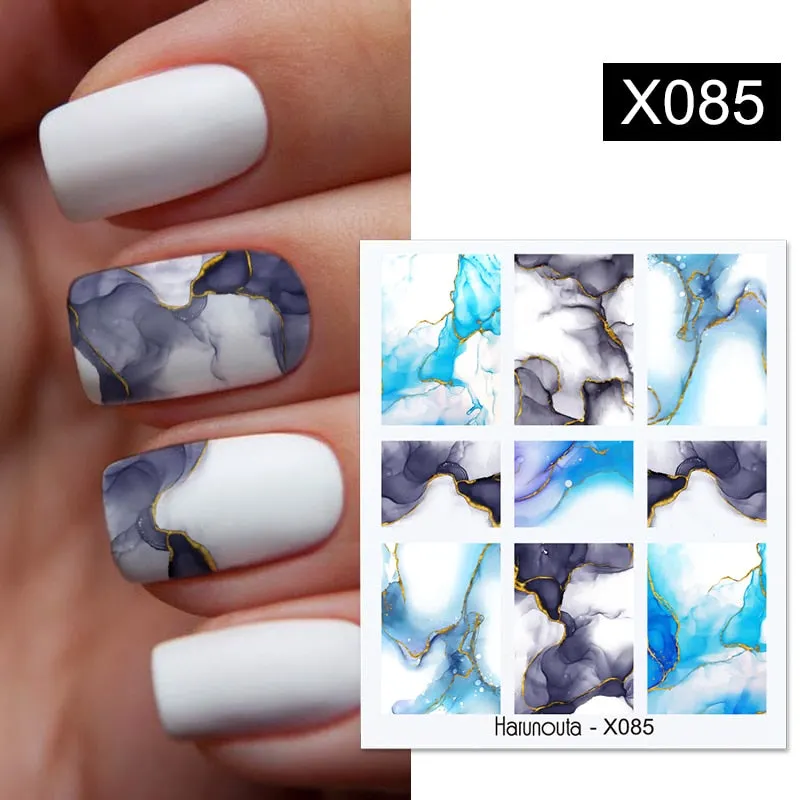 1Pc Spring Water Nail Decal And Sticker Flower Leaf Tree Green Simple Summer DIY Slider For Manicuring Nail Art Watermark