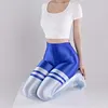 Sexy shiny, smooth and skin-friendly foot-covering crotchless silky pantyhose