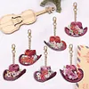 6PCS Double Sided Special Shape Diamond Painting Keychain (Vintage Cowboy Hat)