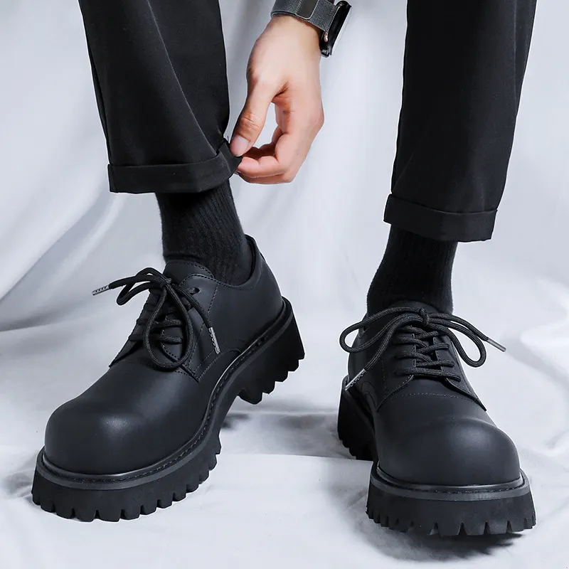 Breakj Breakj Head Derby Shoes Platform Increased Casual Leather Shoes 2023 Autumn And Winter New Daily Commuting Single Shoes 1026-R