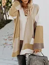 Loose Contrast Color Long Sleeve V-Neck Cardigan Sweater Outerwear
