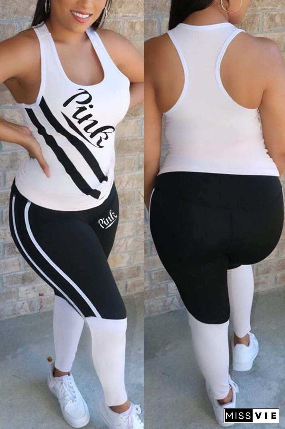 Casual Printed Vest Trousers Two Piece