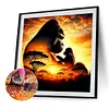 Silhouette de gorille au cr&eacute;puscule-drille ronde peinture diamant-40*40cm