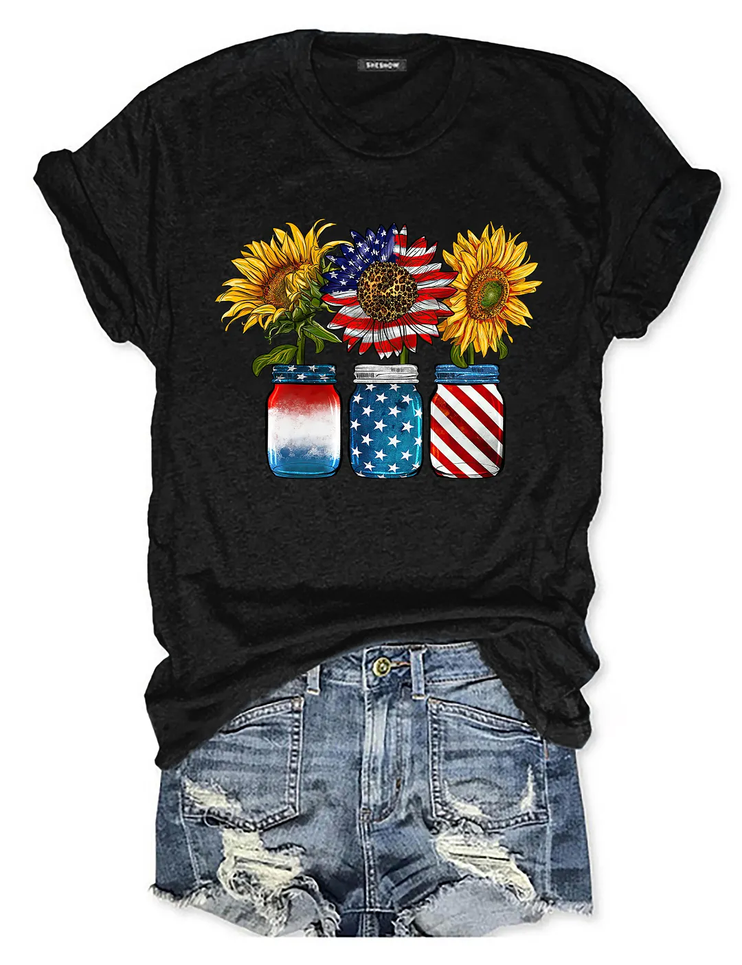 Patritotic Sunflower 4th Of July T-shirt