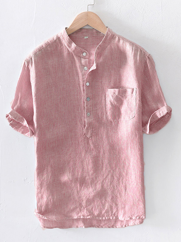 Striped Short Sleeves Round-neck Blouses&shirts Tops