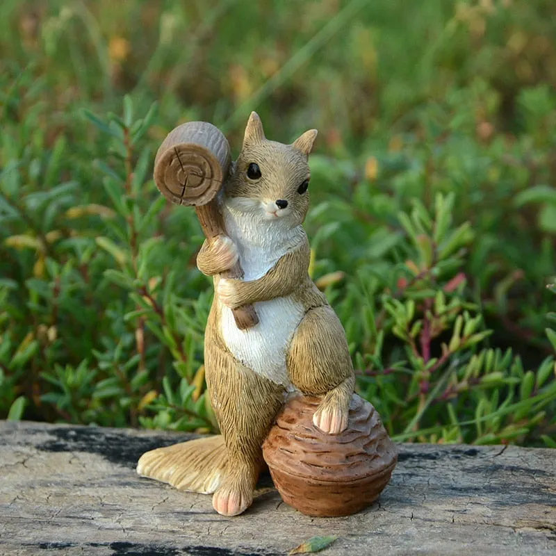 Everyday Collection Squirrel Animal Figurine  Miniatures Fairy Garden Ornaments Home Decoration Friends Gift Bonsai Decor