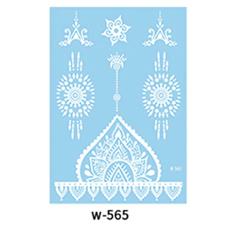 Sexy Henna Mehndi Tattoo White Lace Necklace Flower Water Transfer Temporary Tatoo Sticker Body Art Waterproof for Wedding Beach