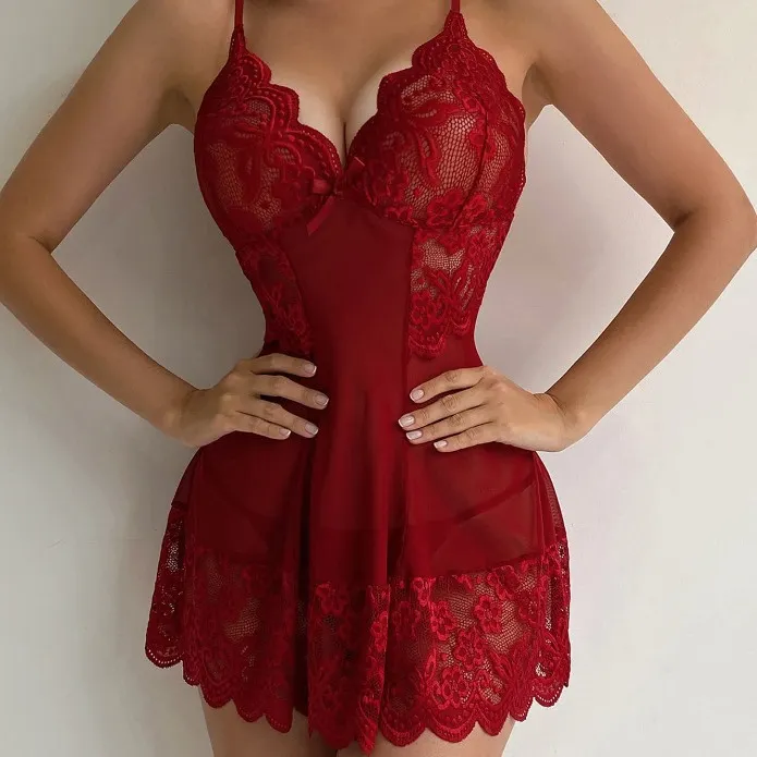Churchf New Sexy Hollow Perspective Print Lace Sling Aja Ajament Lingerie Lingerie Suit