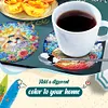 (US Local)6 Pcs Diamond Art Coasters Set DIY Diamond Painting Coasters Kits (Cat)