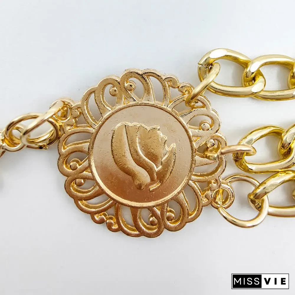 Sunflower Multilayer Waist Chain Belt for Dress Jeans Trous