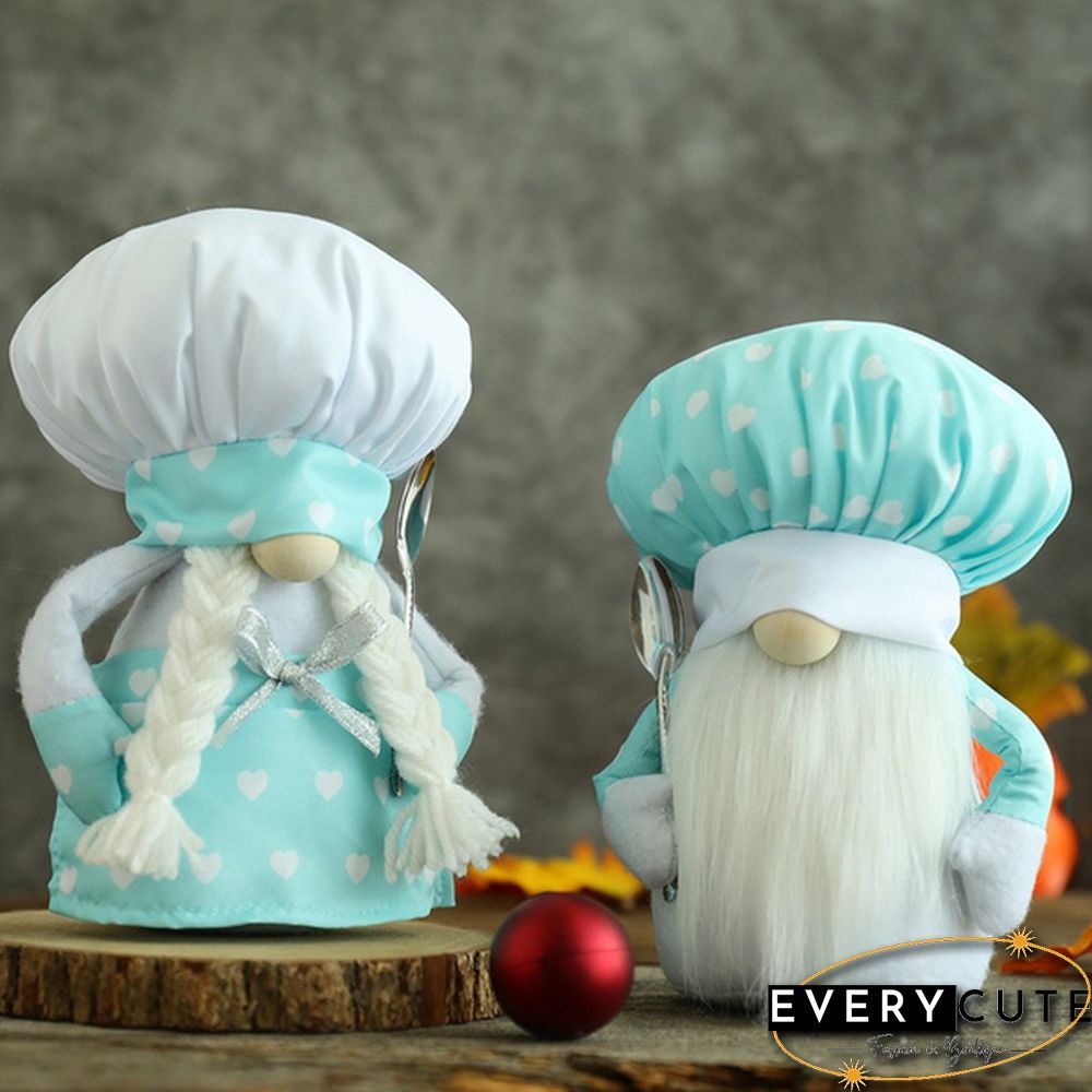 Valentine's Day Cooking Tomte Gnome Decorations Kitchen Chef Handmade Plush Faceless Doll Elf Dwarf Swedish Ornaments