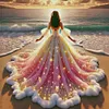 Beach Dress Girl-11CT Stamped Cross Stitch 45*45cm/17.72*17.72in
