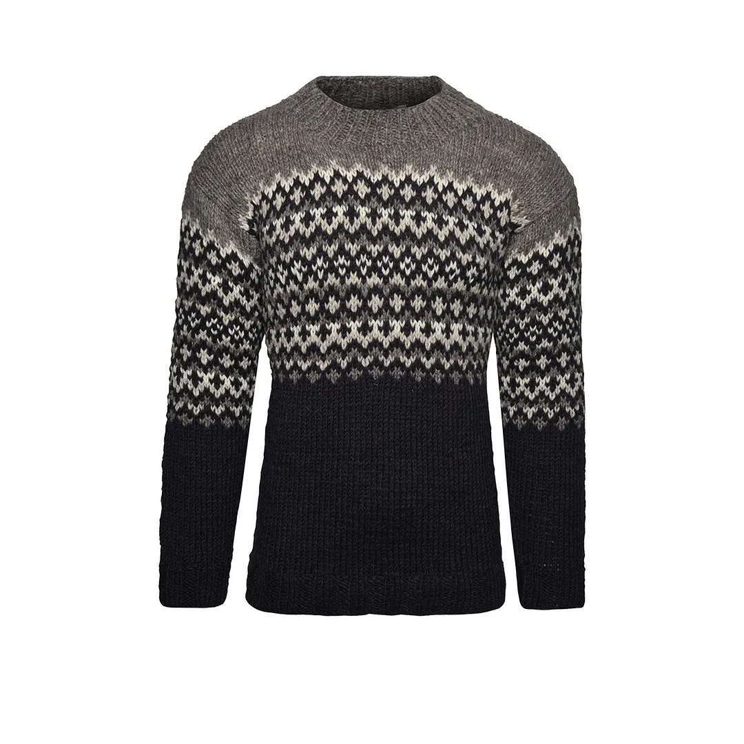 Vintage Clifden Knit Jacquard Crew Neck Sweater（Unisex）