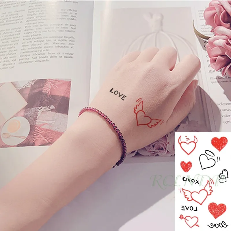 Waterproof Temporary Tattoo Sticker Body Art Love Wave Heartbeat Line Small Size Fake Tatto Flash Tatoo for Girl Women