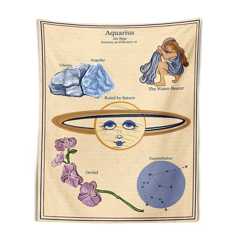 Constellation Tarot Tapestry Boho Tapestry Tarot Card Tapestry Wall Hanging Trippy Divination Beach Mat Sun Moon Wall Decor