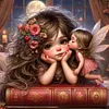 Girl And Elf-14CT Stamped Cross Stitch 40*40cm/15.75*15.75in