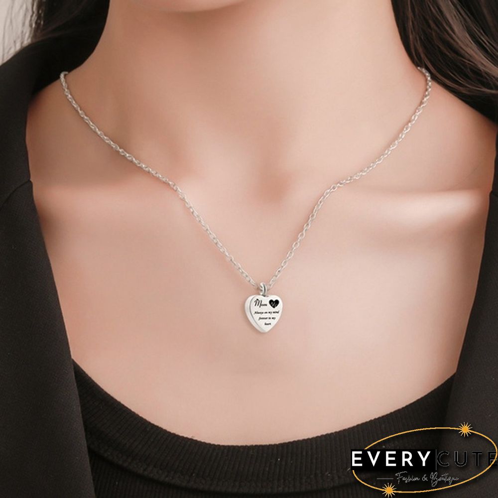 Always On My Mind Forever In My Heart Titanium Steel Funeral Cremation Heart Pendant Keepsake Urn Necklace For Ashes Memorial Jewelry Mementos With Funnel Kit