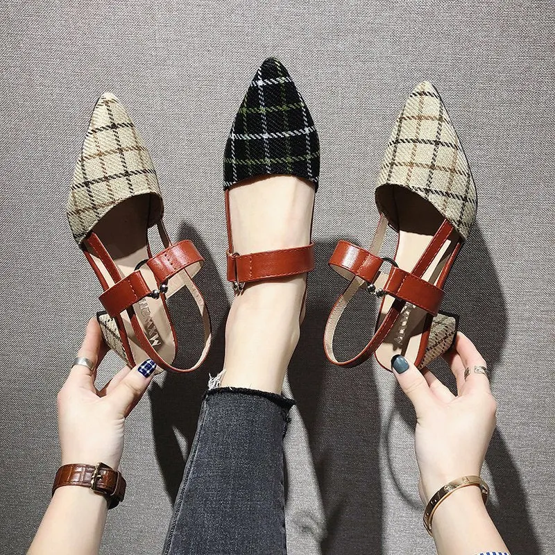 Lady Shoes New Hollow Coarse Sandals High-heeled Shallow Mouth Pointed Pumps Work Women Female Sexy High Heels Zapatilla Lattice
