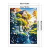 >SALE<Full Embroidery Cotton Thread14CT Print Landscape Flower Hut Cross Stitch50x65cm