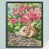>SALE<Full Embroidery Cotton Thread 11CT Printed Fragrant Rabbit Cross Stitch 42x52cm