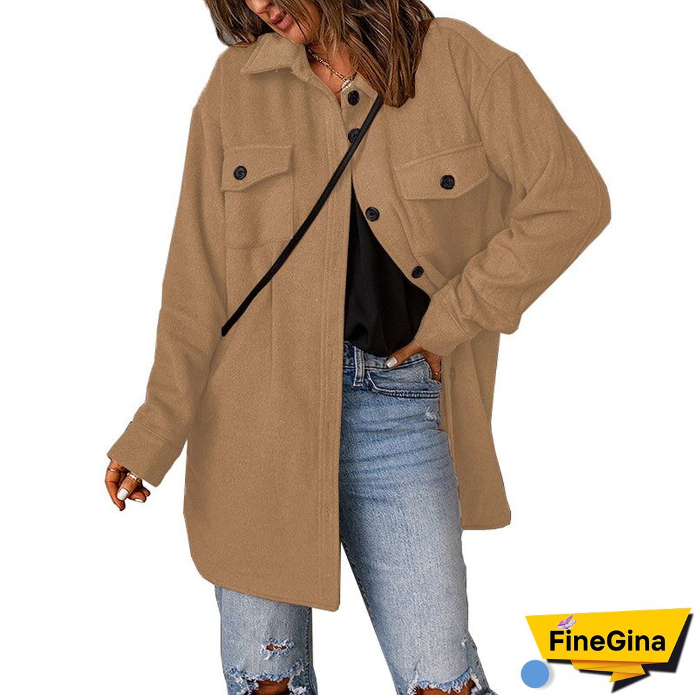 Fashion Corduroy Coat Women's Winter New Solid Color Single-breasted Casual Lapel Woolen Coat Women