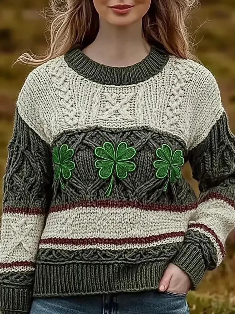 Women's Retro St. Patrick's Day Knitted Sweater