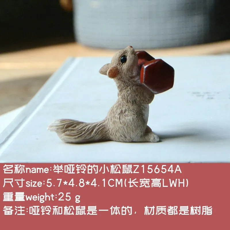 Creative Cute Pig Ornament Sporting Bunny Squirrel Cat Animal Figurines Exercising Series Resin Craft Tabletop Decorations