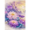 Purple Lotus-9CT Stamped Cross Stitch Bead Embroidery 44*64cm