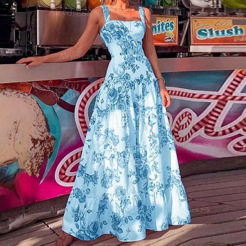 Women'S Dresses Printed Halter Bare Back Bow Dress