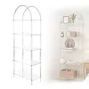 [US Local Warehouse] 5-Tier Acrylic Arched Bookshelf Modern Style Clear Bookcase Open Display Bookshelf for Home Office Living Room Kitchen Bedroom 11.81x23.62x65.35in Easy Assembly
