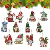 (US Local)12pcs Christmas Gnome Diamond Painting Keychains Kit DIY Diamond Art Charms