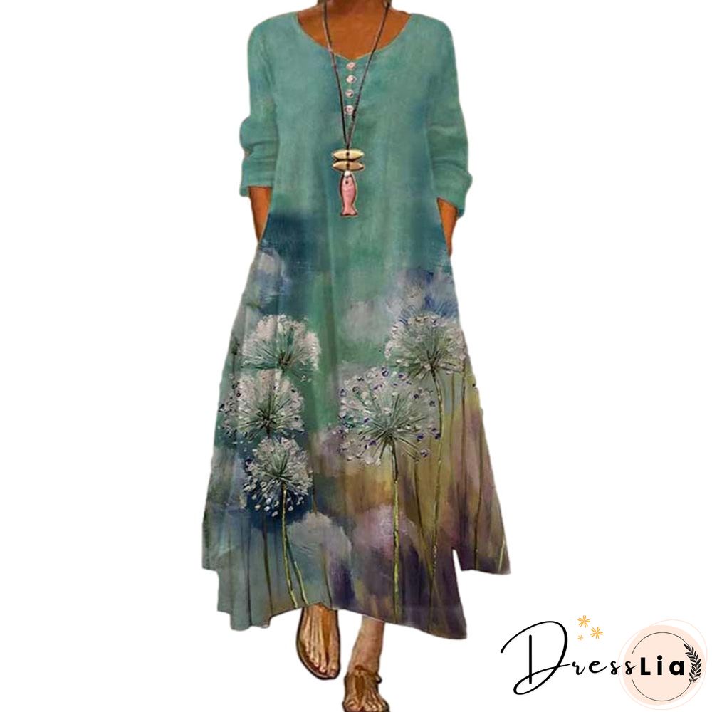 Dress summer style European and American fashion popular printed long sleeved dress female ins online trend hot sale B060