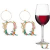 2pcs/set DIY 26 Letters Double Side Diamond Painting Wine Glass Charms Identification Kit
